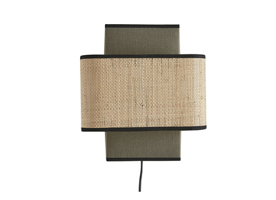 Applique murale en lin vert kaki et rabane naturelle H28 cm TERA
