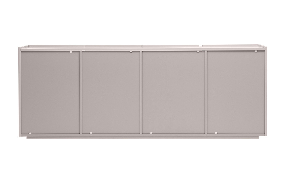 Buffet beige laqu� brillant 3 portes 4 tiroirs L200 cm ISAURE