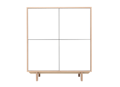 Buffet haut scandinave bois et blanc  4 portes L110 cm SID
