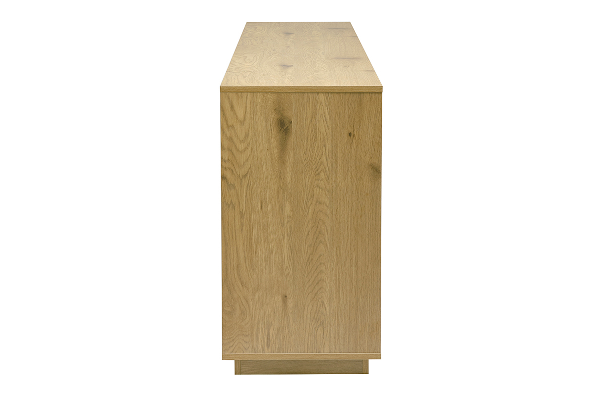Buffet scandinave en bois de ch�ne, vue de profil, dimensions L180 cm, int�rieur spacieux.
