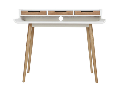 Bureau avec rangements scandinave bois clair et blanc L110 cm OPUS