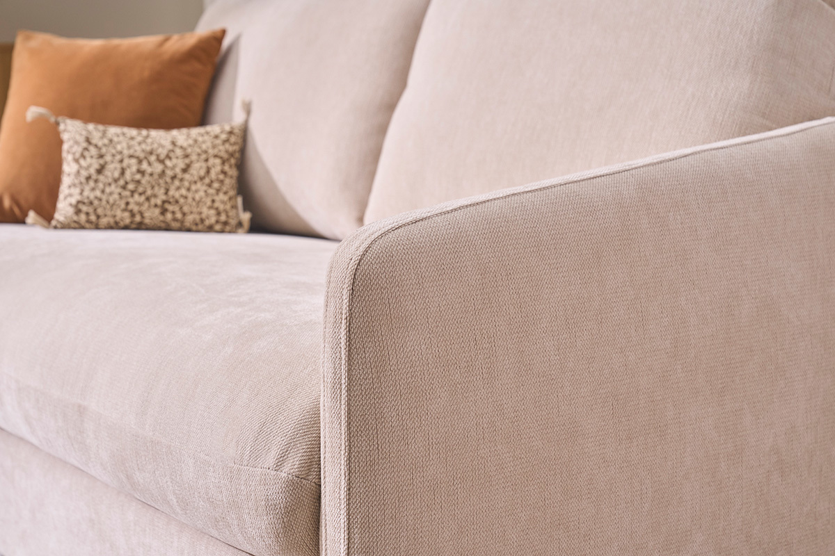 Canap� 2 places en tissu effet velours textur� beige PAULIN