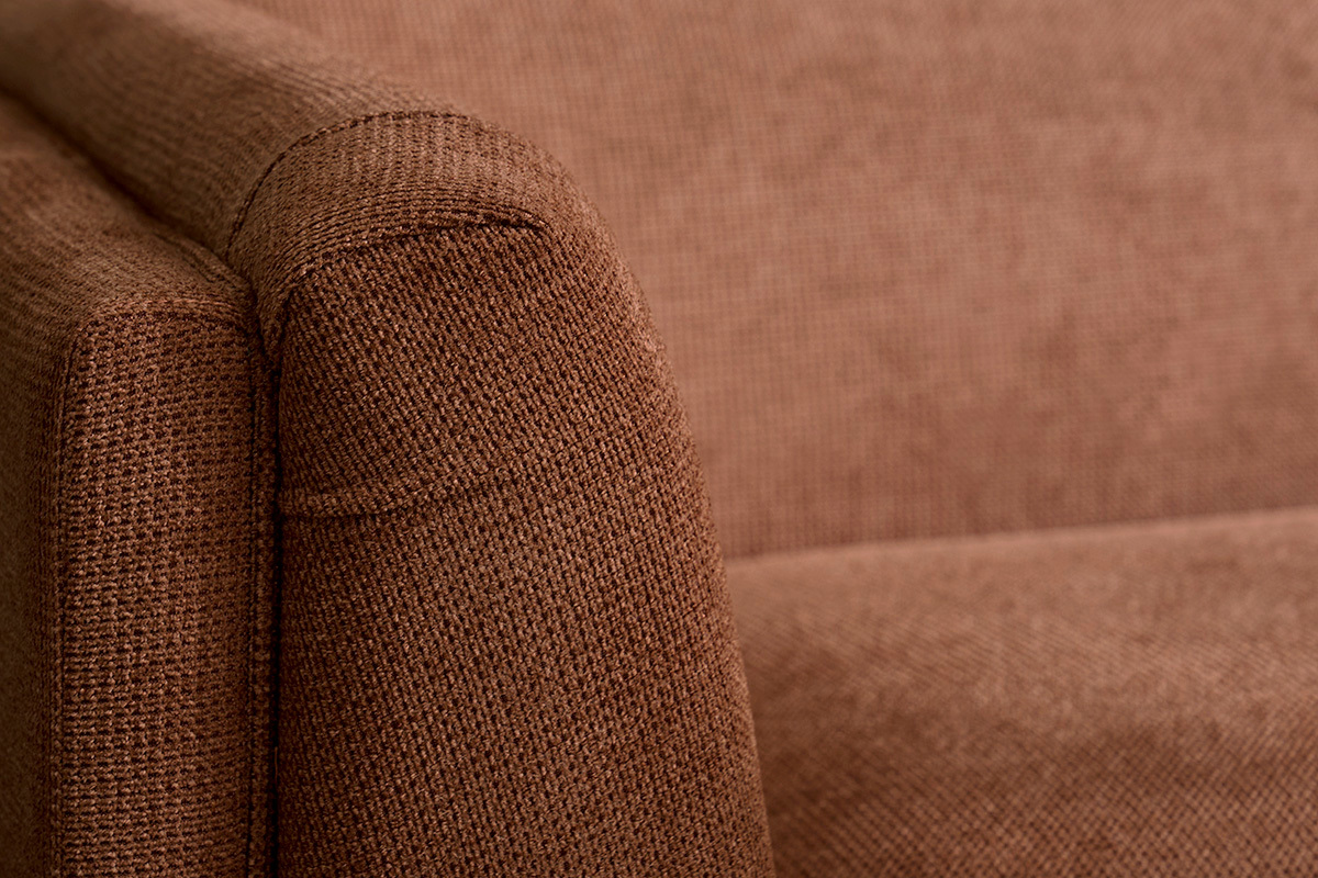 Canap� design 3 places en tissu chenille terre br�l�e HOSBO