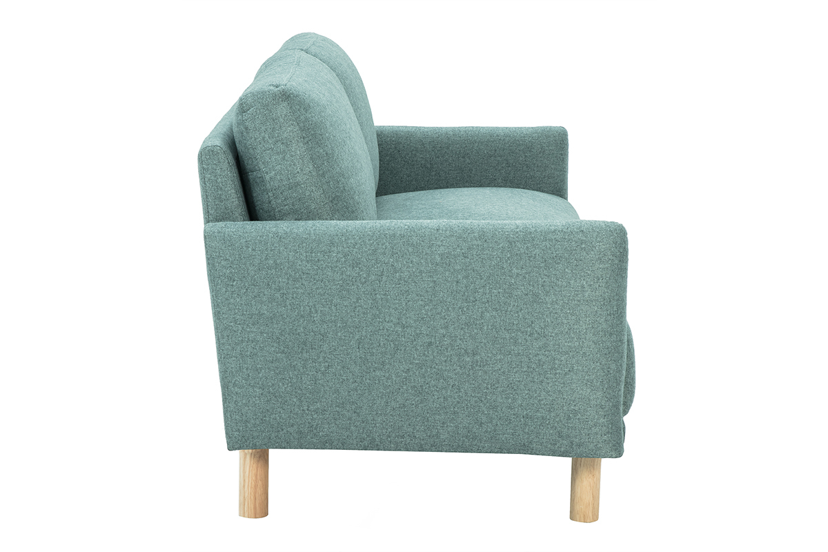 Canap� design 3 places en tissu vert de gris vue de c�t�.