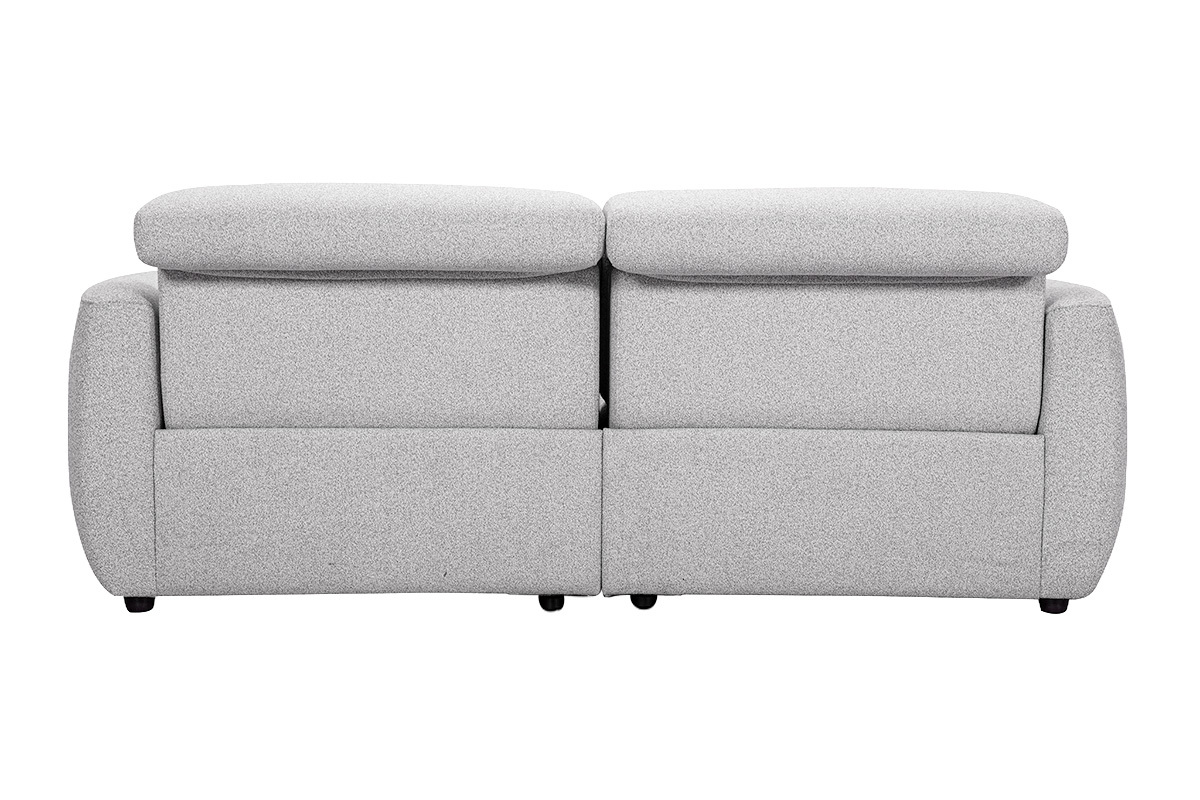 Canap� �lectrique gris clair 3 places avec t�ti�res ajustables, vue de dos