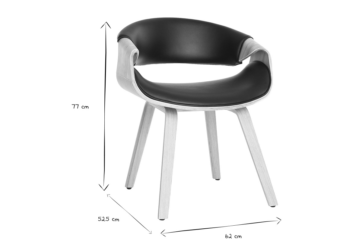 Chaise design noir et bois clair ARAMIS