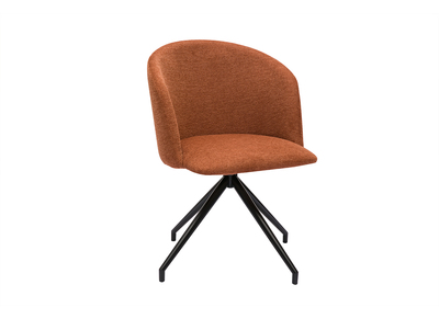 Chaise design pivotante 360&deg; en tissu effet velours textur&eacute; terre brul&eacute;e et m&eacute;tal noir VANITY