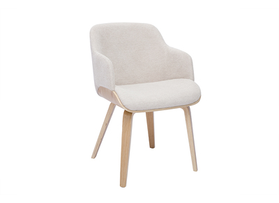 Chaise en tissu chenille beige et bois clair EARL