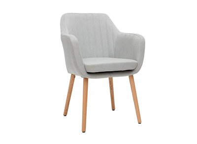 Chaise scandinave en tissu gris clair et bois clair ALEYNA