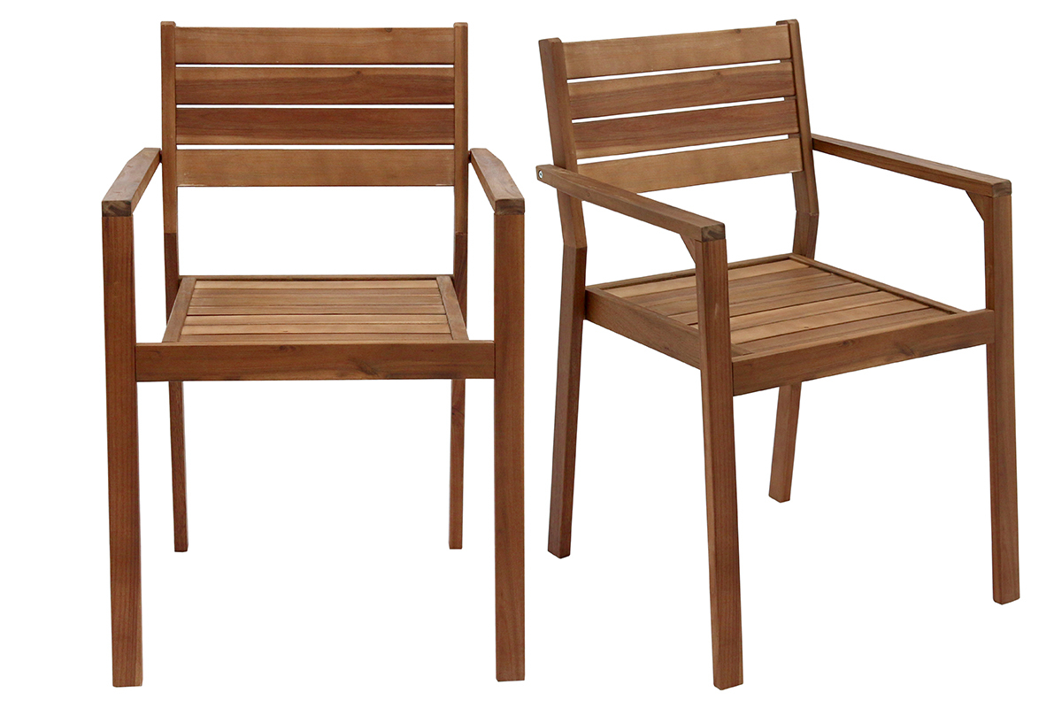 Chaises de jardin empilables en bois massif (lot de 2) CANOPEE
