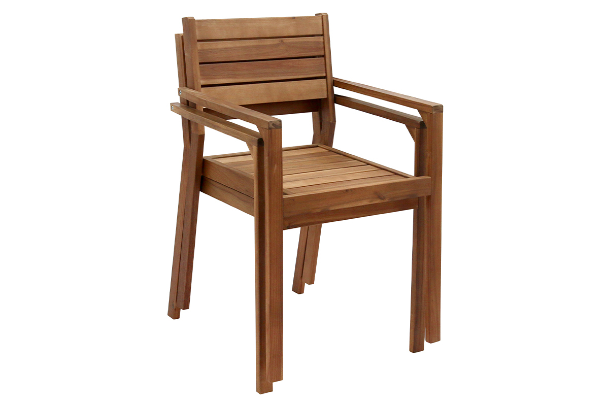 Chaises de jardin empilables en bois massif (lot de 2) CANOPEE