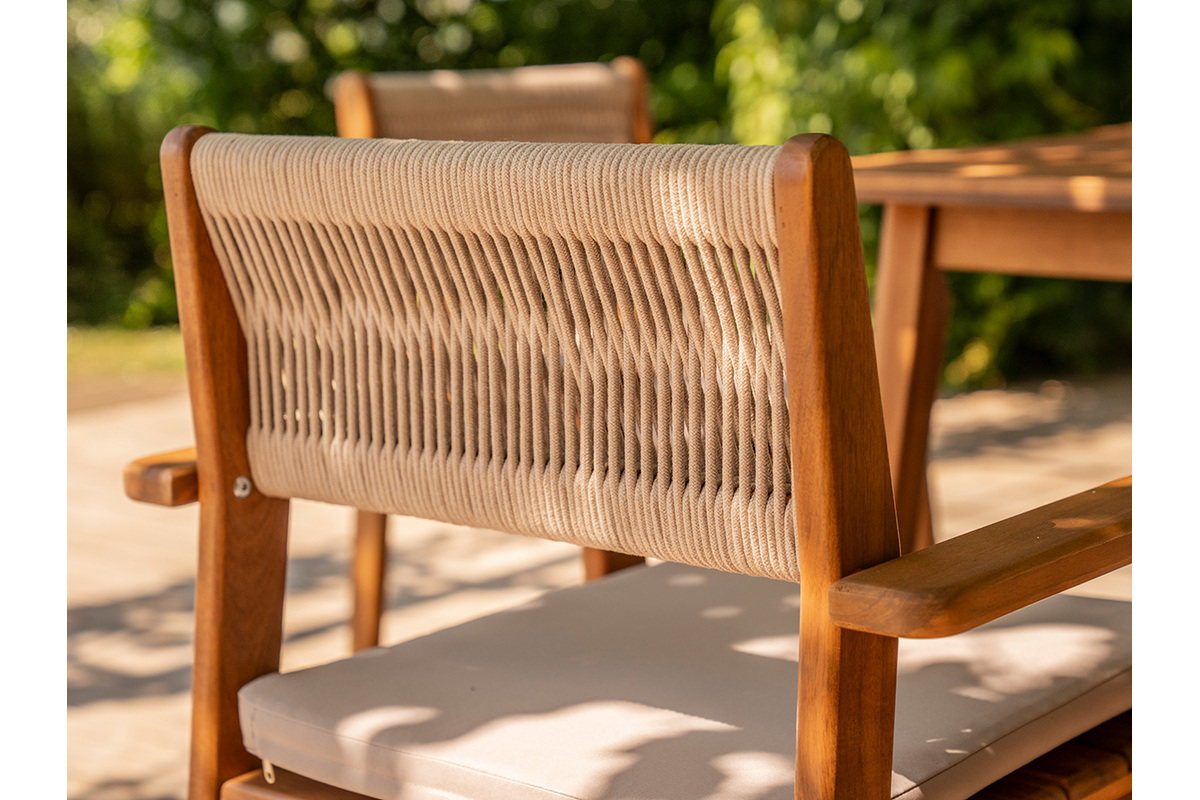 Chaises de jardin en bois massif et corde tress�e (lot de 2) ZEPHYR