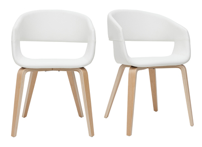 Chaises design blanc et bois clair (lot de 2) SLAM