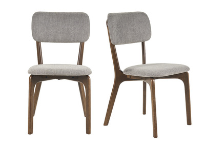 Chaises en tissu effet velours textur&eacute; gris et bois fonc&eacute; (lot de 2) JOCA