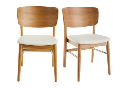 Chaises scandinaves en bois clair et blanc (lot de 2) SHELDON