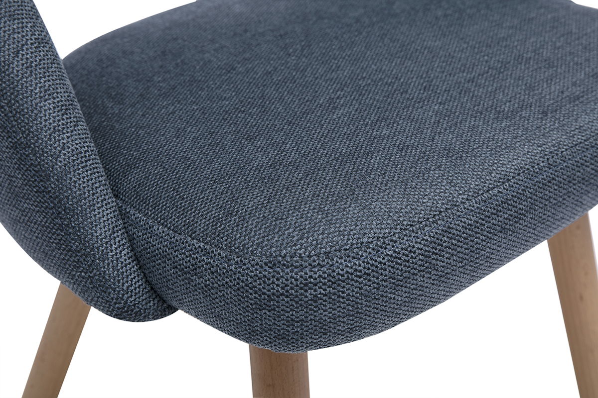 Chaises scandinaves en tissu effet velours textur� bleu fonc� et bois clair (lot de 2) COSETTE