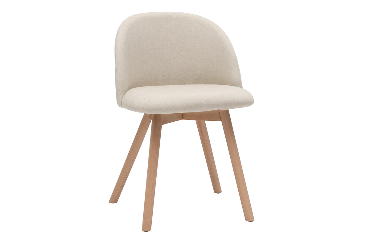 Chaises scandinaves en tissu naturel et bois clair massif (lot de 2) CELESTE