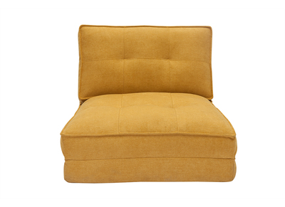 Chauffeuse 1 place convertible en tissu effet velours jaune moutarde SALLY