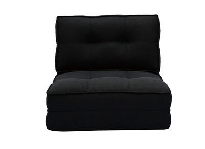Chauffeuse 1 place convertible en tissu noir SALLY