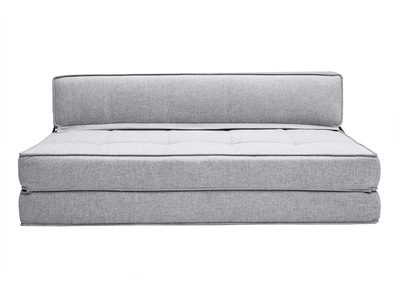 Chauffeuse 2 places convertible en tissu gris clair KATY