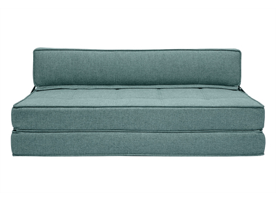 Chauffeuse convertible 2 places en tissu vert de gris KATY