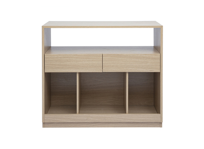 Console avec tiroirs finition bois clair ch&ecirc;ne L100 cm RUBINA