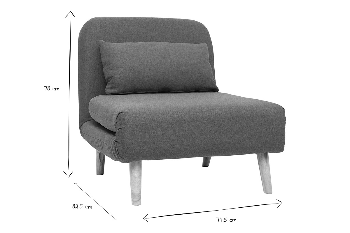 Fauteuil scandinave convertible en tissu bleu canard AMIKO