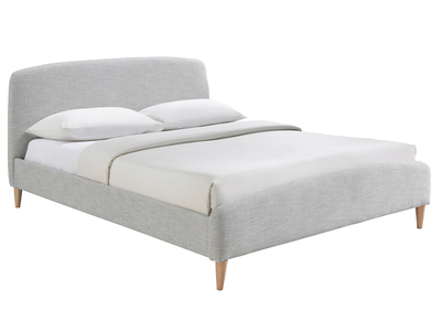 Lit 2 places 160x200 cm en tissu gris clair NIELS