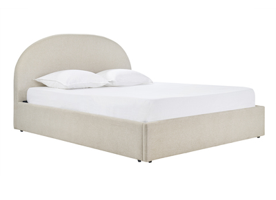 Lit coffre 2 places 160x200 cm en tissu beige OREN