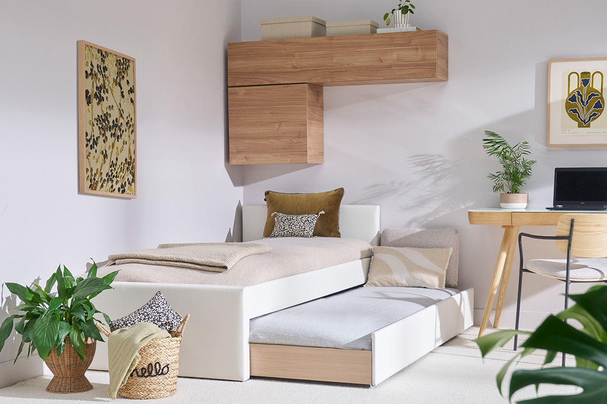 Lit gigogne blanc mat 90x190 cm MACCO