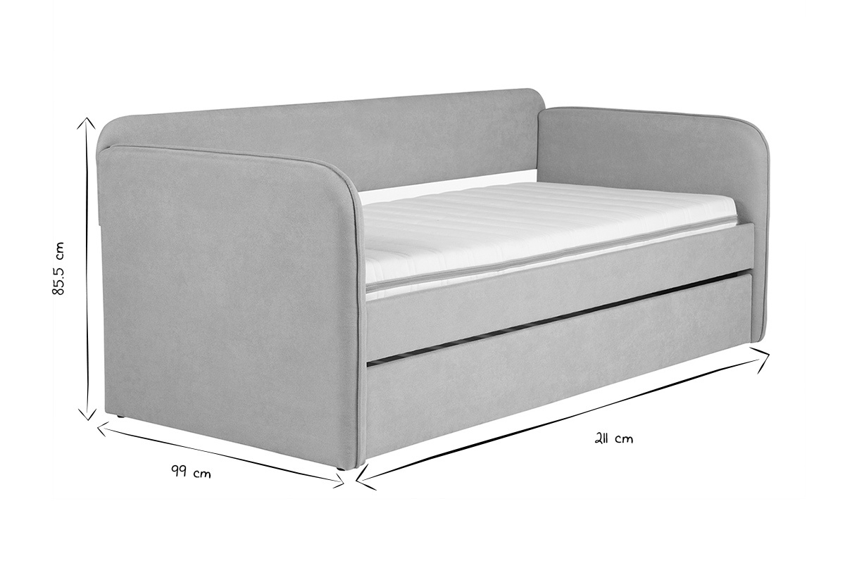 Lit gigogne en tissu taupe 90 x 190 cm EDISON