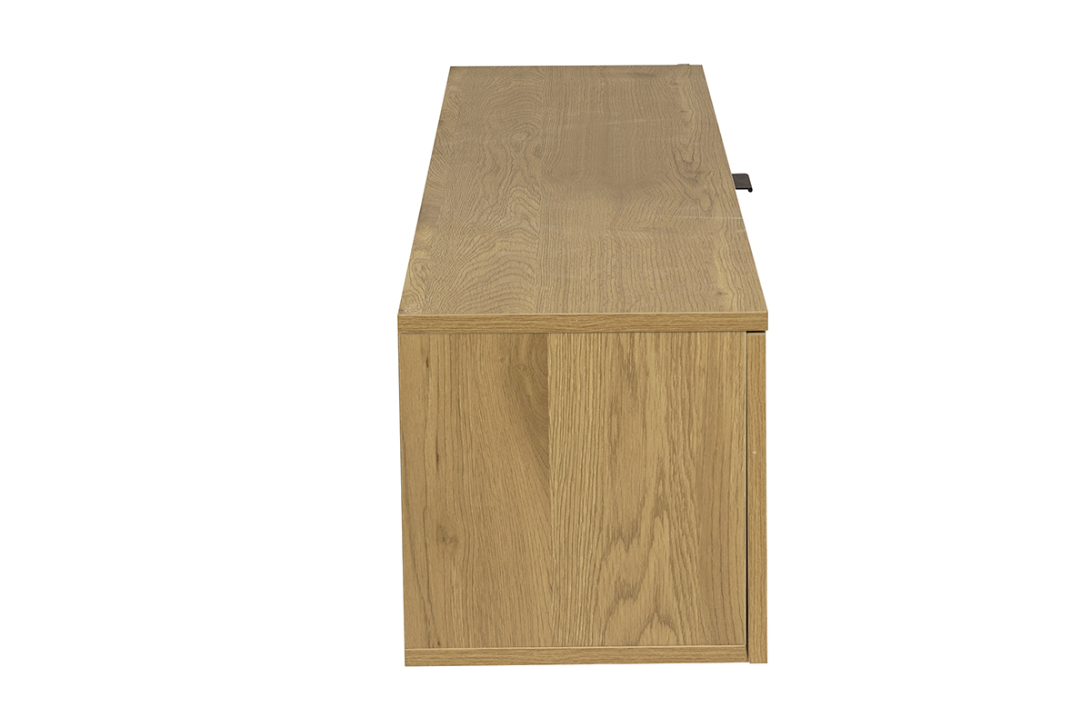 Rangement mural en bois clair vue de c�t�, 1 porte L135 cm