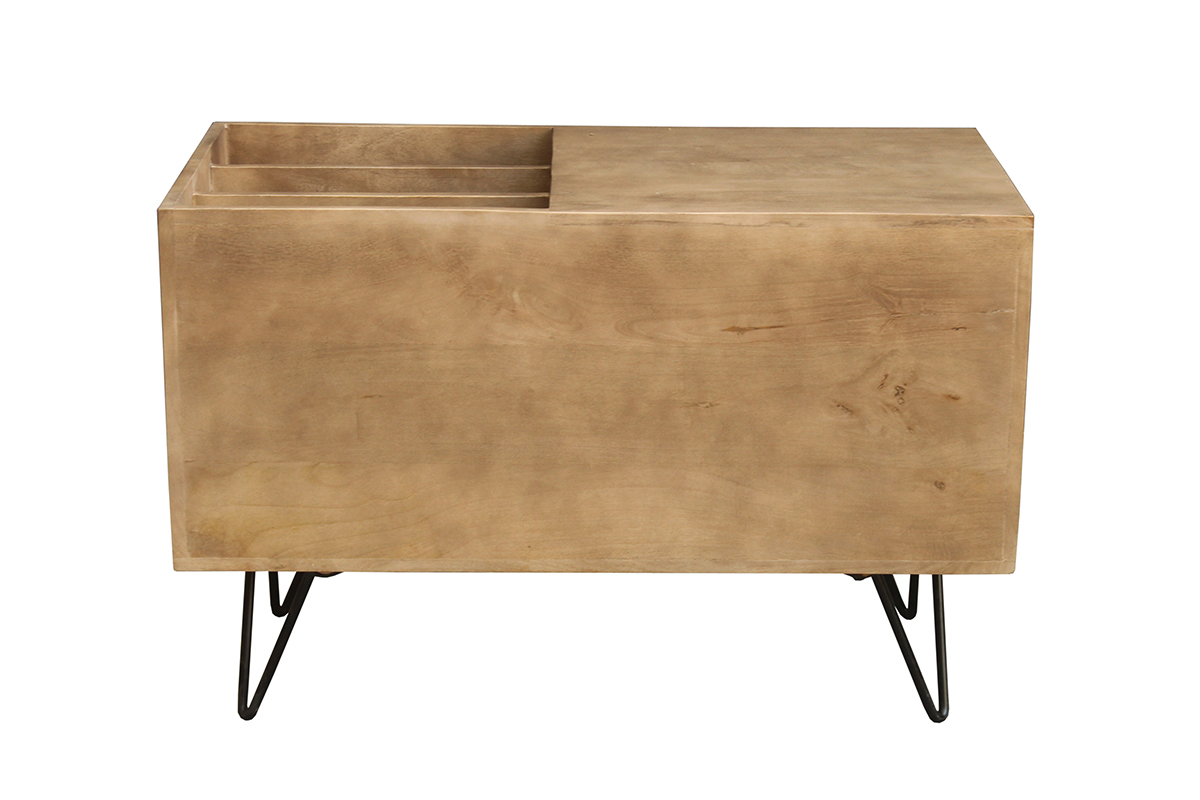Meuble vinyle en bois manguier massif et m�tal L90 cm BOOGIE