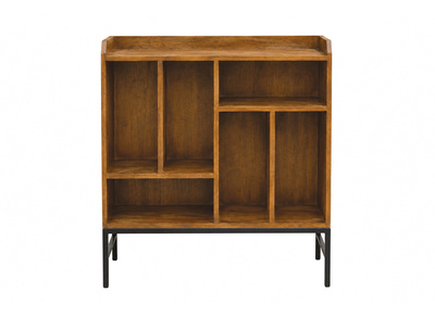 Meuble vinyle en bois massif et m&eacute;tal noir L76 cm BLUES