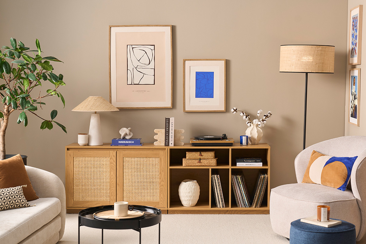 Meuble vinyle finition bois clair ch�ne L96 cm SEVILLE