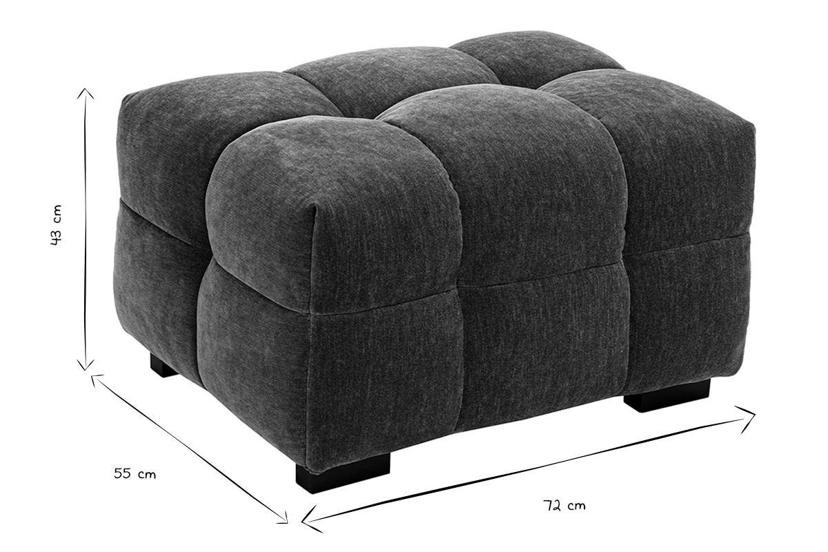 Pouf repose-pieds design en tissu effet velours vert kaki CORTO