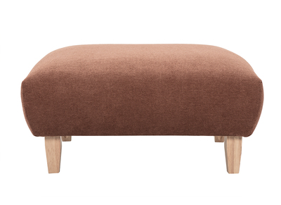 Pouf repose-pieds en tissu chenille terre br&ucirc;l&eacute;e et bois clair L75 cm BASTILLE