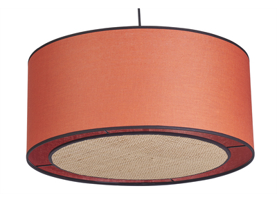 Suspension cylindrique en lin brique et rabane naturelle D50 cm TRAVES