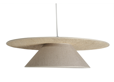 Suspension en lin beige et rabane naturelle L55 cm AZAMI