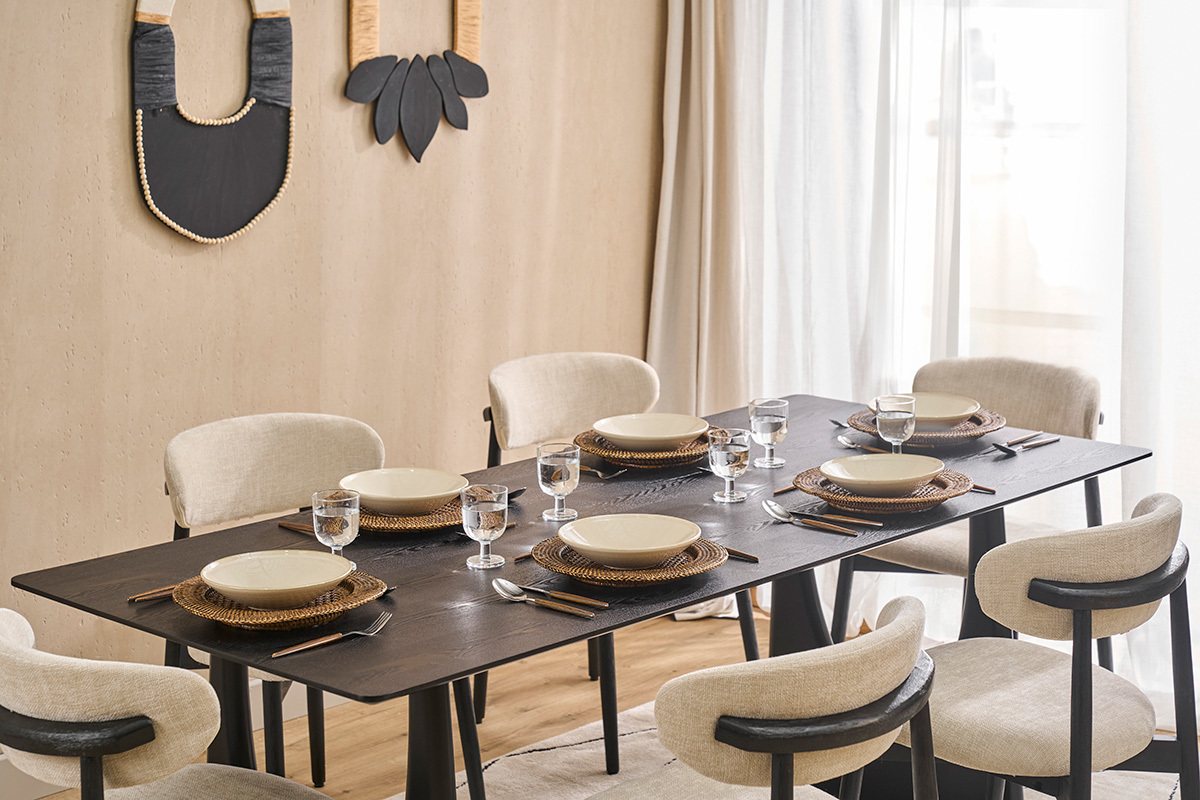 Table � manger design rectangulaire noire L200 cm KUALA