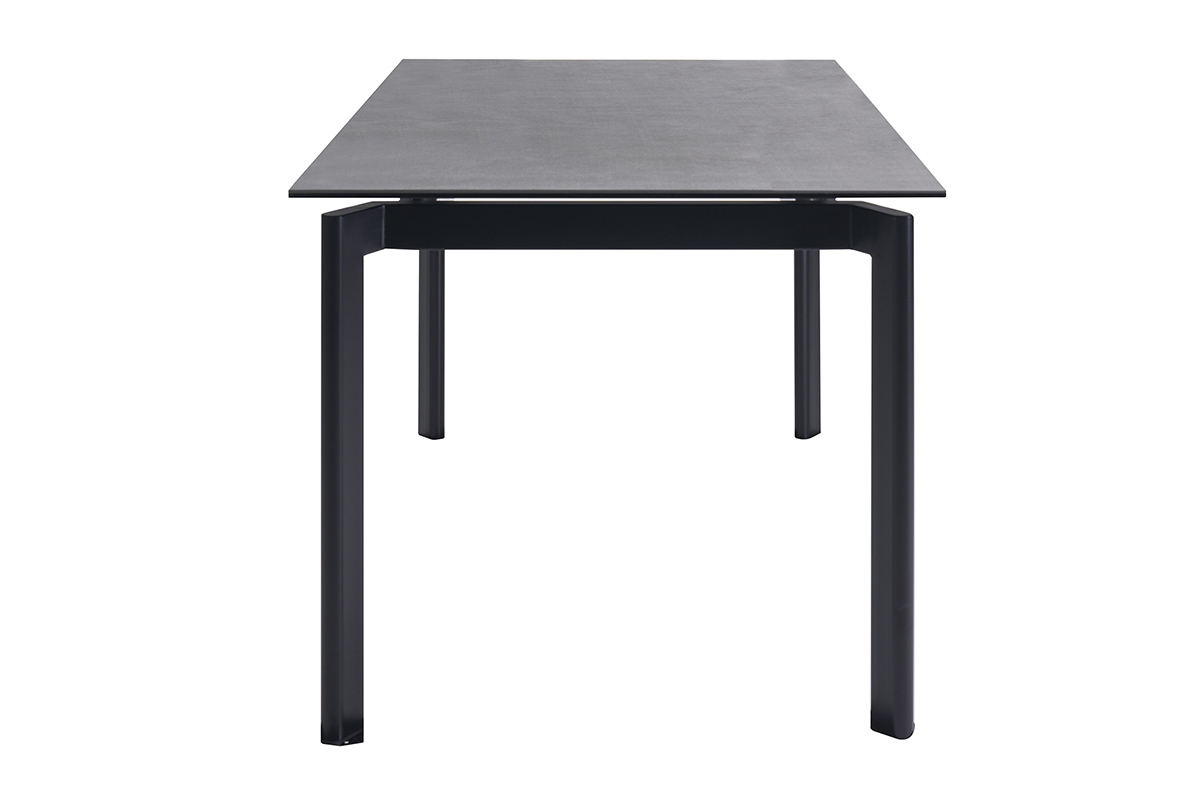 Table � manger extensible CARA en c�ramique noire et m�tal, vue de profil.