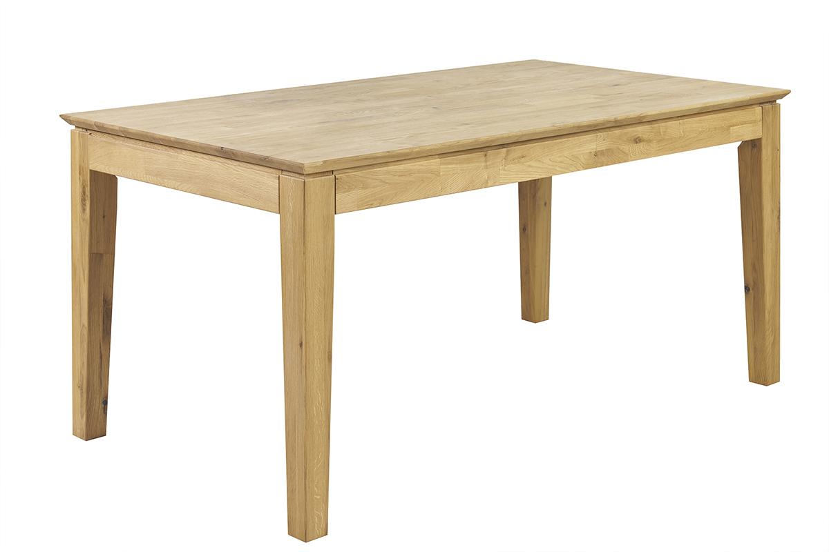Table � manger extensible rectangulaire en bois clair ch�ne massif L160-220 cm YULIA