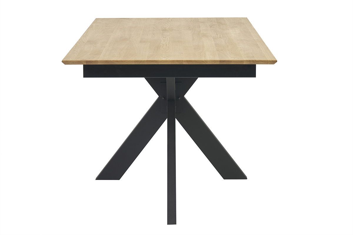 Table � manger rectangulaire extensible rallonge int�gr�e en bois clair ch�ne massif L160-245 cm AGATA