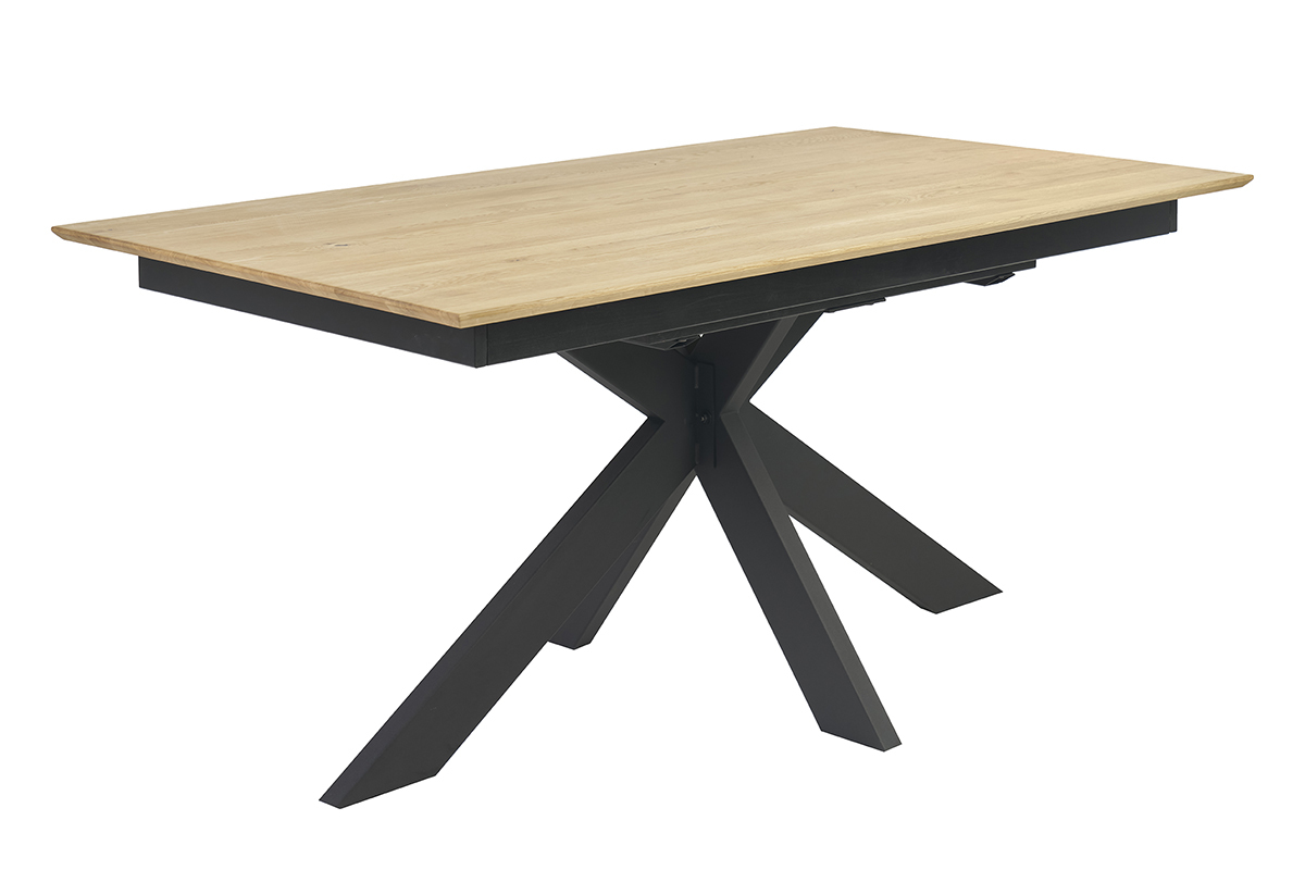 Table � manger rectangulaire extensible rallonge int�gr�e en bois clair ch�ne massif L160-245 cm AGATA