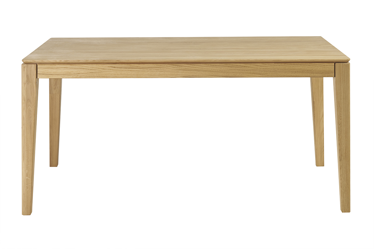Table � manger rectangulaire extensible rallonge int�gr�e en bois clair ch�ne massif L160-245 cm NELYA