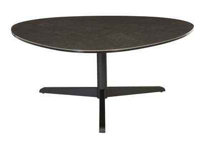 Table basse design en c&eacute;ramique noire et m&eacute;tal L100 cm LEWA