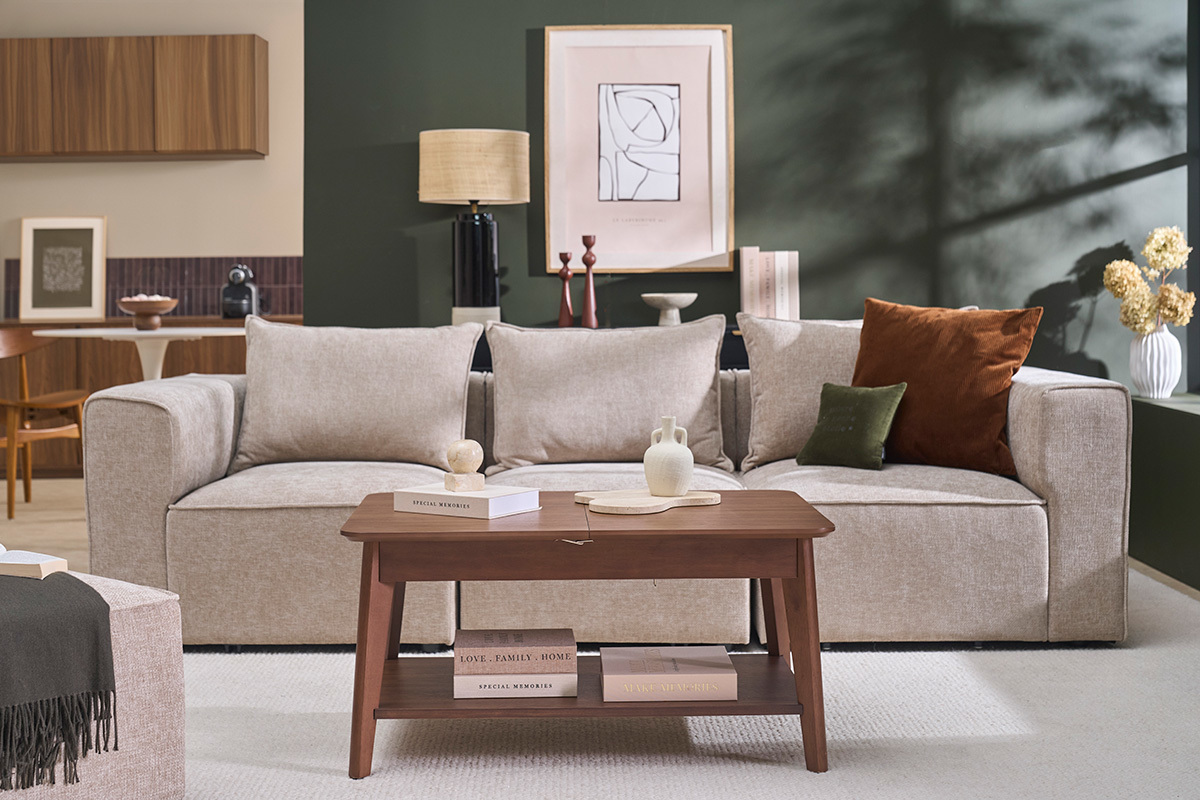 Table basse extensible rectangulaire en bois fonc� L90-120 cm VILI