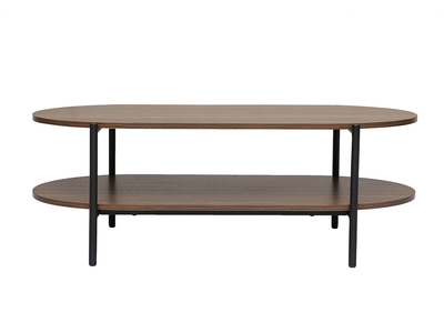 Table basse ovale finition bois fonc&eacute; noyer et m&eacute;tal L115 cm BRUNA