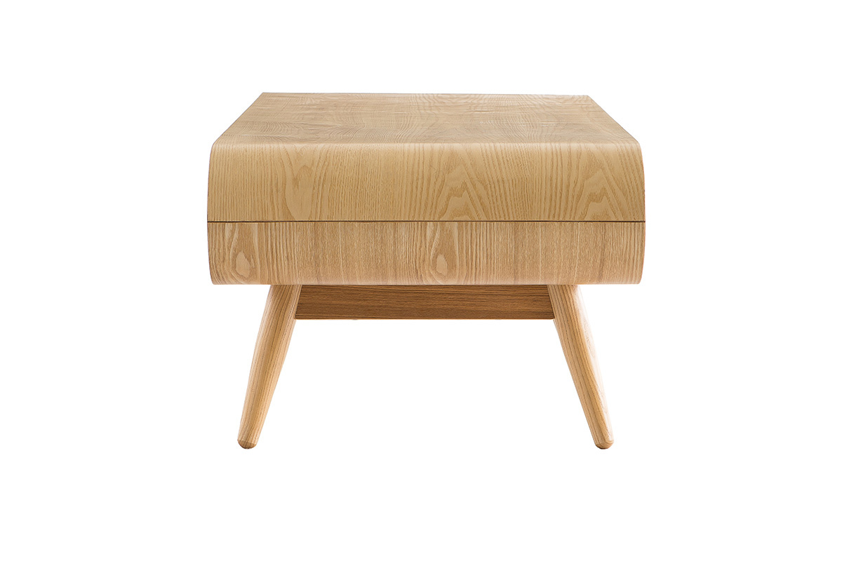 Table basse rectangulaire avec rangements scandinave bois clair L120 cm BALTIK