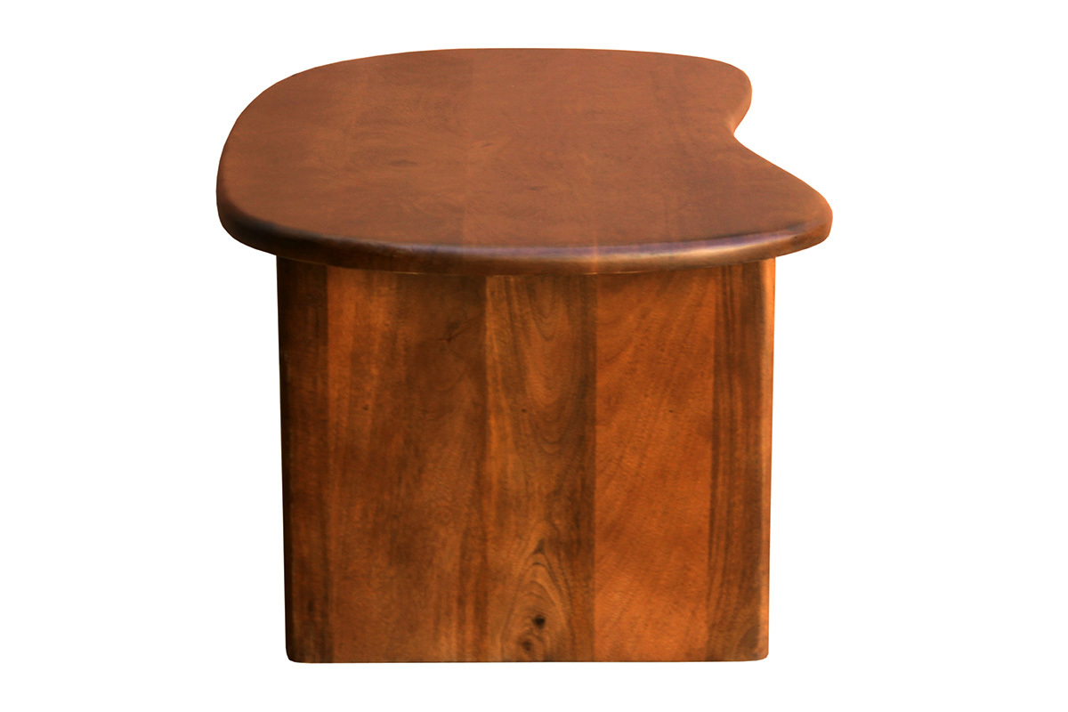 Table basse relevable design haricot avec rangement en bois manguier massif teint� L95 cm KOKOA